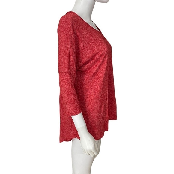 TOPSHOP Red Textured Heather 3/4 Sleeve Top - Picture 5 of 9